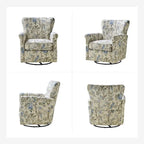Fauteuil à bascule pivotant en tissu fleuri confortable avec accoudoirs roulés
