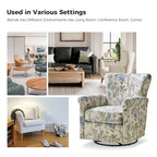 Fauteuil à bascule pivotant en tissu fleuri confortable avec accoudoirs roulés
