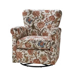 Fauteuil à bascule pivotant en tissu fleuri confortable avec accoudoirs roulés