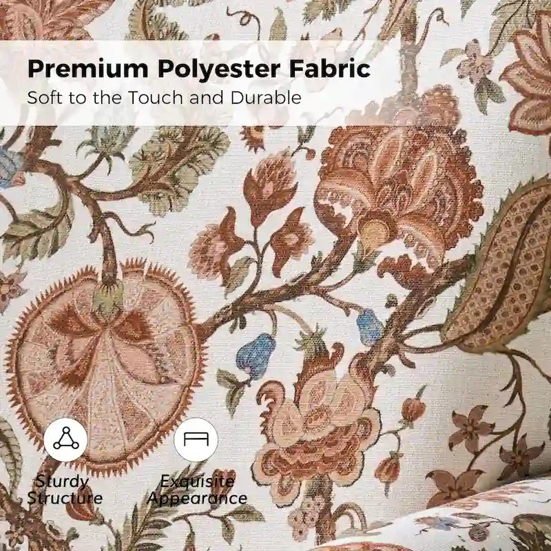 Fauteuil à bascule pivotant en tissu fleuri confortable avec accoudoirs roulés