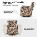 Fauteuil à bascule pivotant en tissu fleuri confortable avec accoudoirs roulés