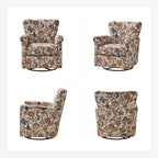 Fauteuil à bascule pivotant en tissu fleuri confortable avec accoudoirs roulés