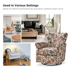 Fauteuil à bascule pivotant en tissu fleuri confortable avec accoudoirs roulés