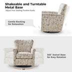 Fauteuil à bascule pivotant en tissu fleuri confortable avec accoudoirs roulés