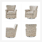 Fauteuil à bascule pivotant en tissu fleuri confortable avec accoudoirs roulés