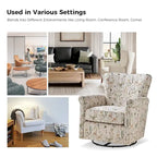 Fauteuil à bascule pivotant en tissu fleuri confortable avec accoudoirs roulés