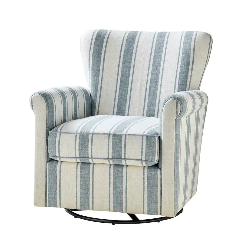 Fauteuil à bascule pivotant en tissu fleuri confortable avec accoudoirs roulés