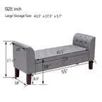Banc de rangement, Banc de chambre avec accoudoirs, Banc d'entrée ottoman avec rangement