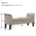 Banc de rangement, Banc de chambre avec accoudoirs, Banc d'entrée ottoman avec rangement