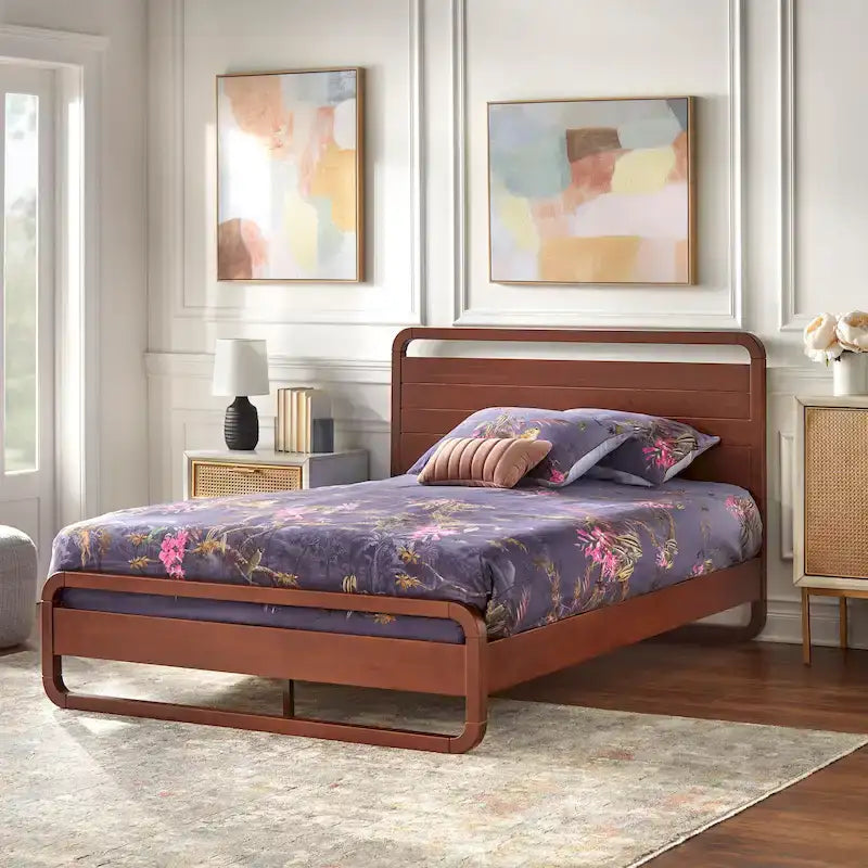 Lit plateforme Queen en bois massif