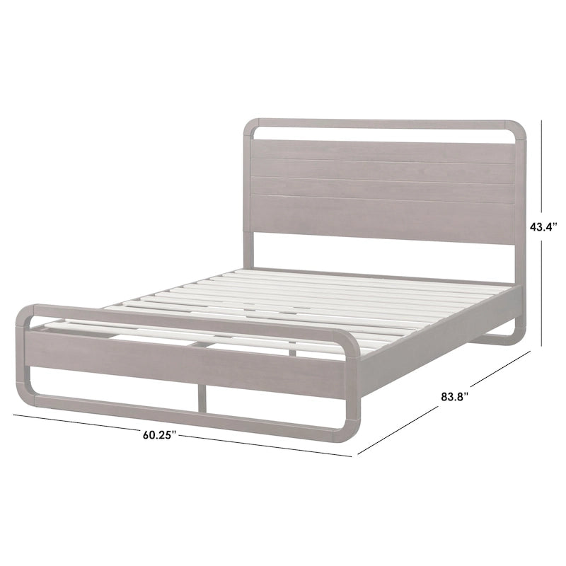 Lit plateforme Queen en bois massif