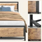 Cadre de lit complet Queen size avec tête de lit – Lit plateforme en métal robuste