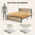 Cadre de lit complet Queen size avec tête de lit – Lit plateforme en métal robuste
