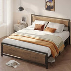 Cadre de lit complet Queen size avec tête de lit – Lit plateforme en métal robuste