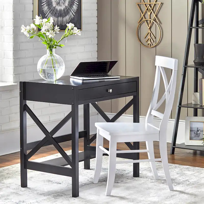 Bureau en bois de ferme à cadre en X Simple Living