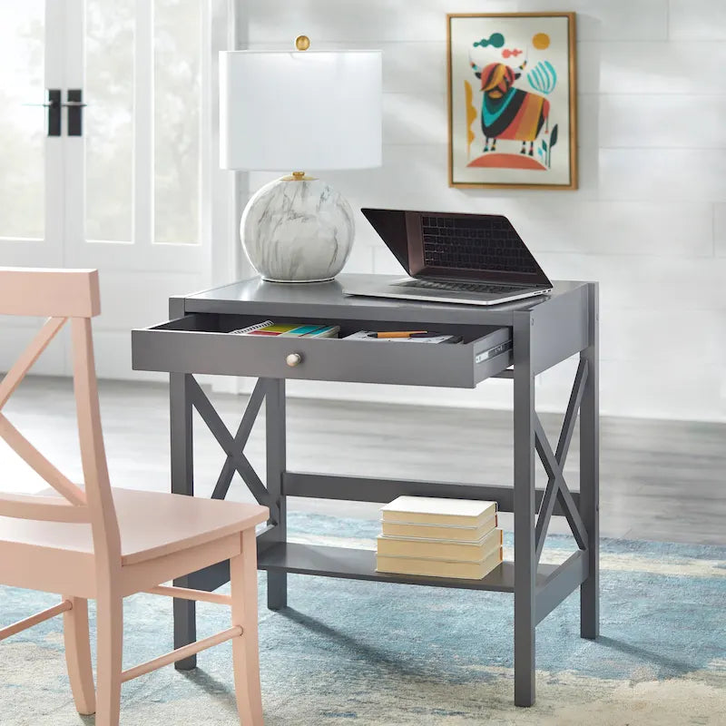 Bureau en bois de ferme à cadre en X Simple Living