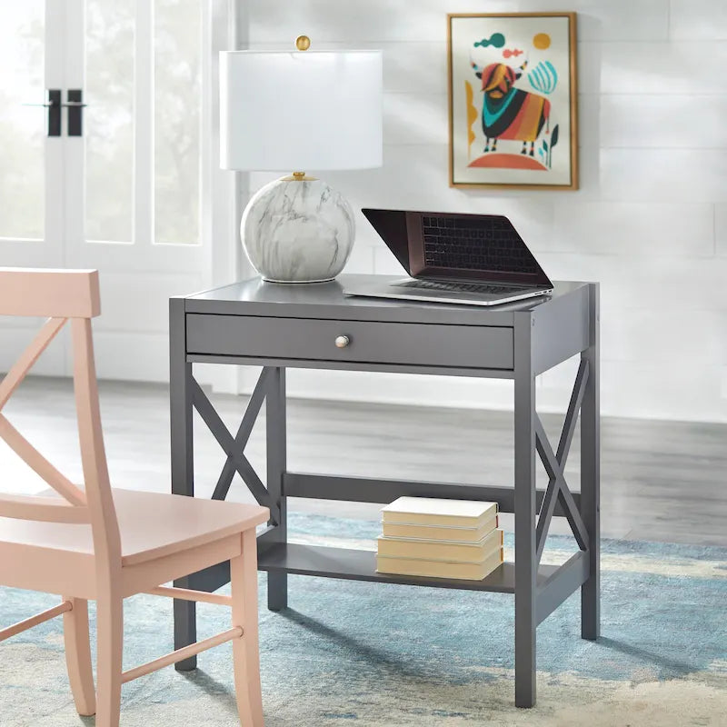 Bureau en bois de ferme à cadre en X Simple Living