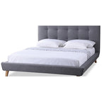 Lit plateforme Carson Carrington Svinninge gris rembourré de style Mid-century