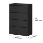 Classeur latéral en acier avec serrure, 2/3/4 tiroirs, 35W, pour documents A4,