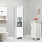 Meuble de salle de bain colonne en MDF blanc de 170 cm avec rangement à linge