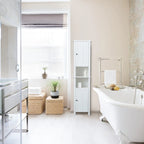 Meuble de salle de bain colonne en MDF blanc de 170 cm avec rangement à linge