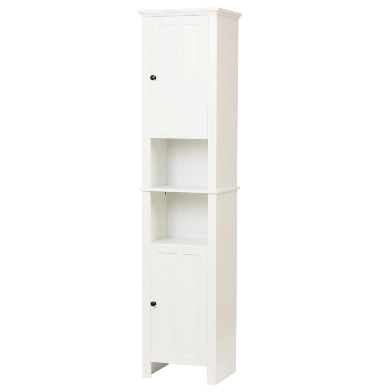 Meuble de salle de bain colonne en MDF blanc de 170 cm avec rangement à linge