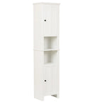 Meuble de salle de bain colonne en MDF blanc de 170 cm avec rangement à linge