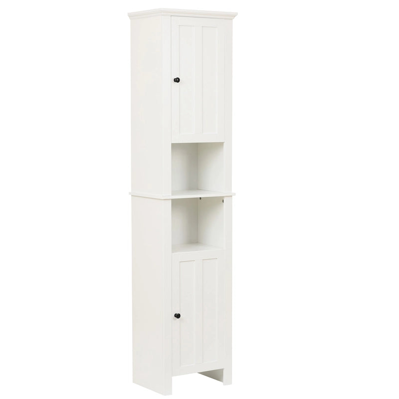 Meuble de salle de bain colonne en MDF blanc de 170 cm avec rangement à linge