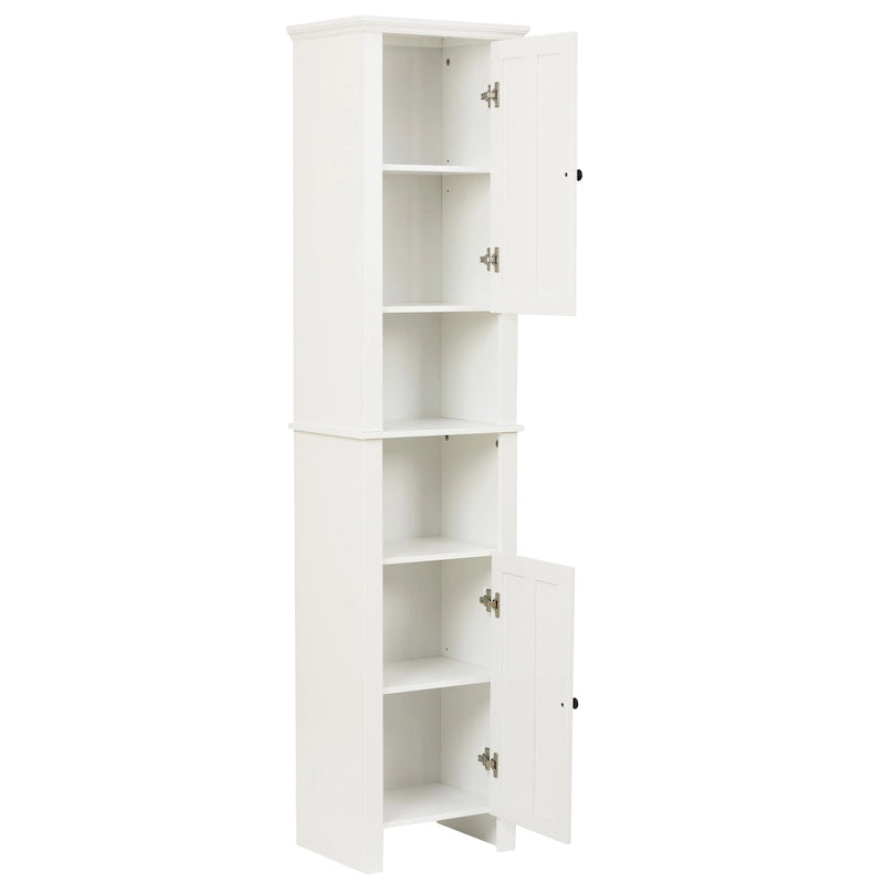 Meuble de salle de bain colonne en MDF blanc de 170 cm avec rangement à linge