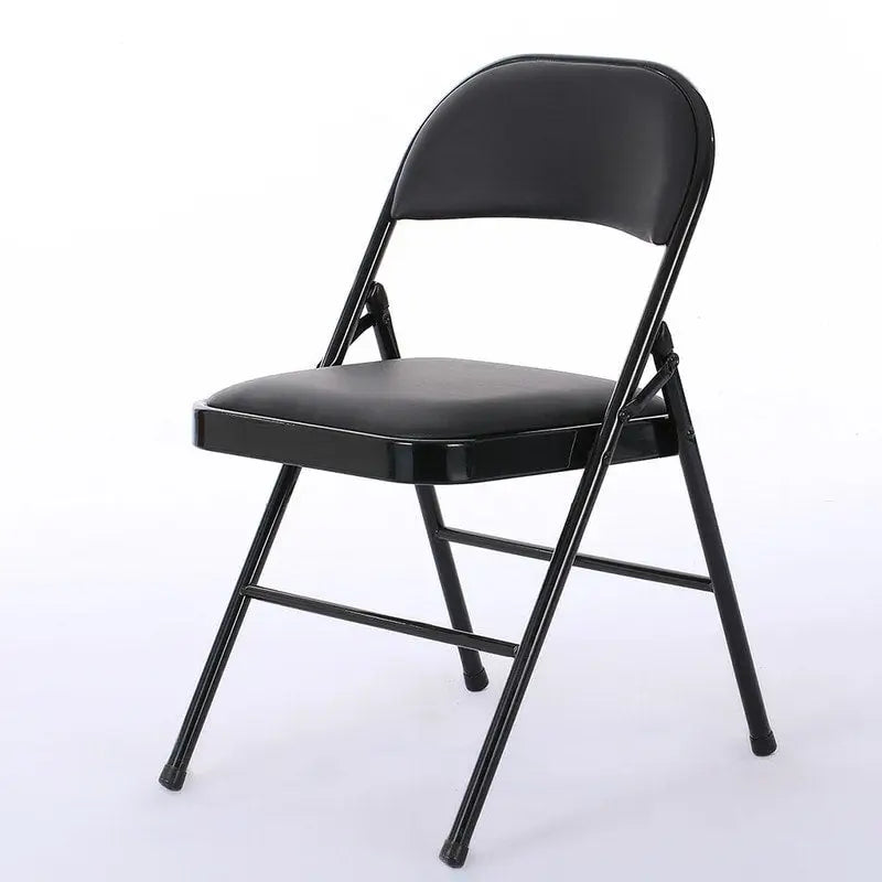 Chaises pliantes avec sièges rembourrés en cuir noir (lot de 4)