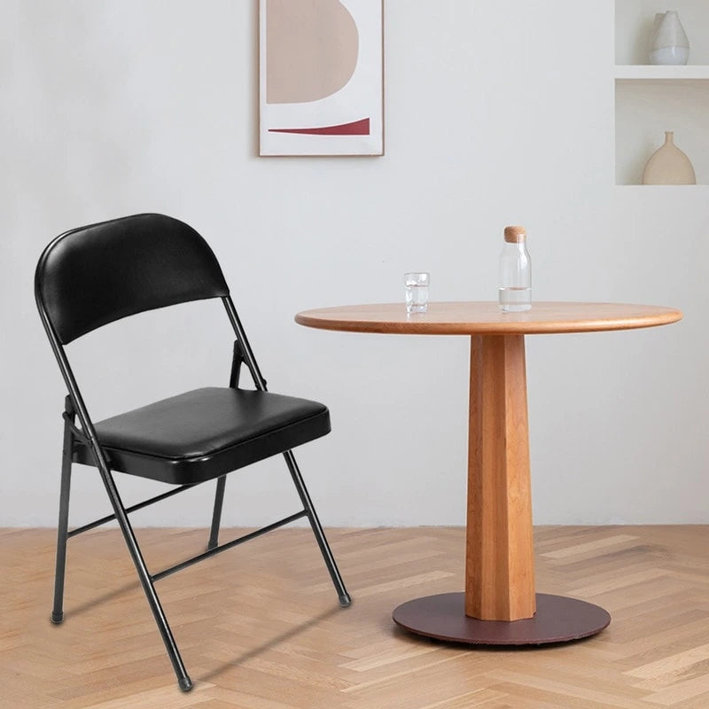 Chaises pliantes avec sièges rembourrés en cuir noir (lot de 4)