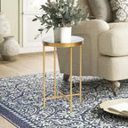 Table d'appoint ronde en métal doré - Tables basses d'appoint - 15(P)x 15(L)x 25.7(H)