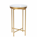 Table d'appoint ronde en métal doré - Tables basses d'appoint - 15(P)x 15(L)x 25.7(H)