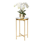 Table d'appoint ronde en métal doré - Tables basses d'appoint - 15(P)x 15(L)x 25.7(H)