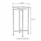 Table d'appoint ronde en métal doré - Tables basses d'appoint - 15(P)x 15(L)x 25.7(H)