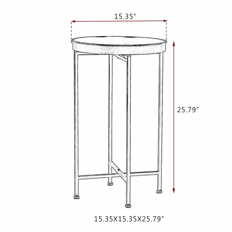 Table d'appoint ronde en métal doré - Tables basses d'appoint - 15(P)x 15(L)x 25.7(H)