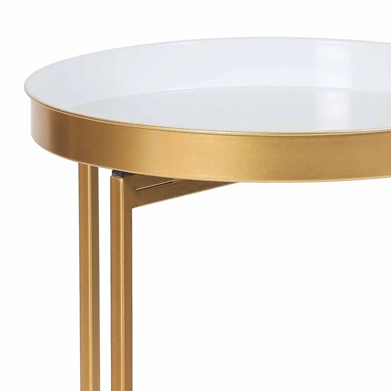 Table d'appoint ronde en métal doré - Tables basses d'appoint - 15(P)x 15(L)x 25.7(H)