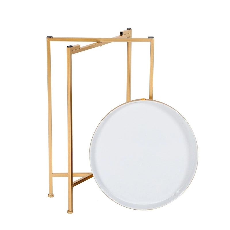 Table d'appoint ronde en métal doré - Tables basses d'appoint - 15(P)x 15(L)x 25.7(H)