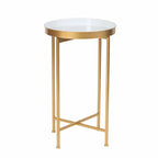 Table d'appoint ronde en métal doré - Tables basses d'appoint - 15(P)x 15(L)x 25.7(H)