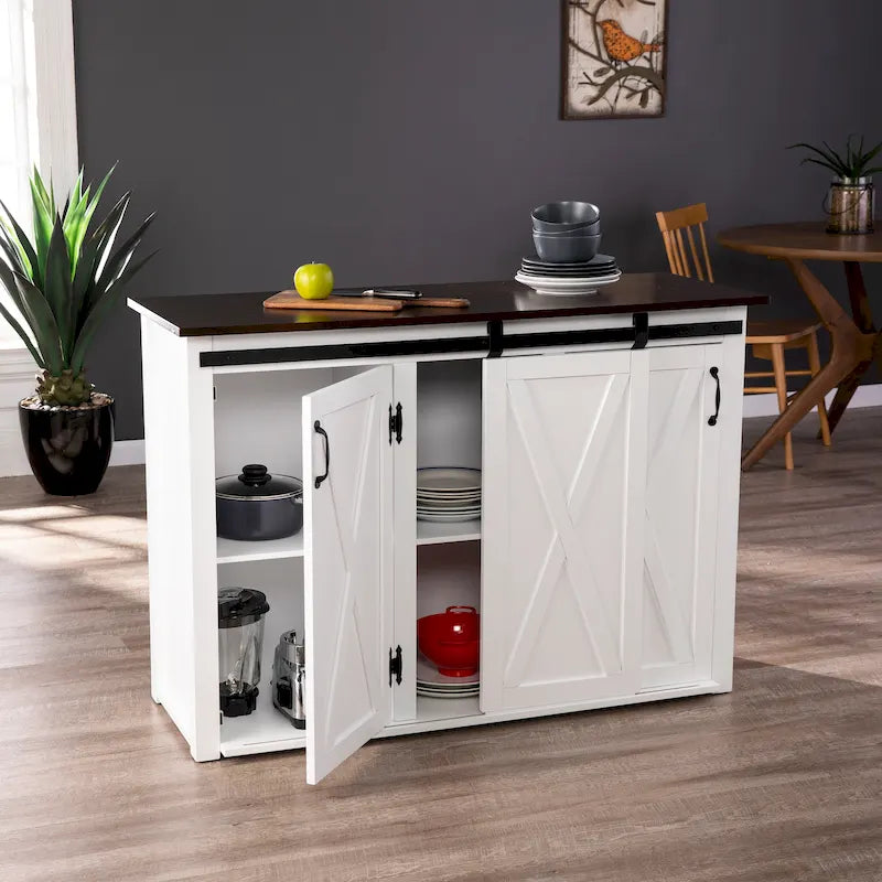 Îlot de cuisine blanc avec rangement