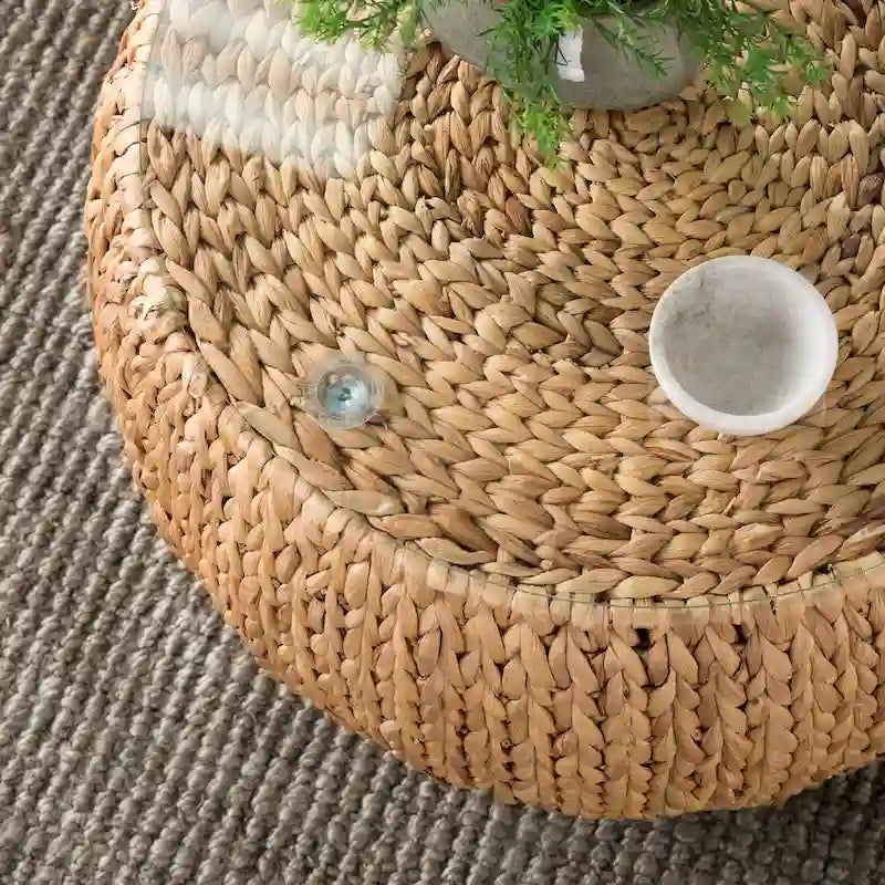 Table basse ronde en jacinthe d'eau
