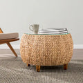 Table basse ronde en jacinthe d'eau