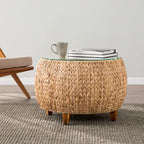 Table basse ronde en jacinthe d'eau