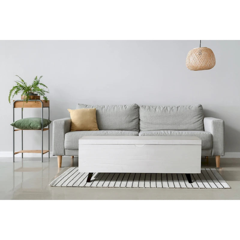 Banc de rangement en bois d'acacia de 117 cm