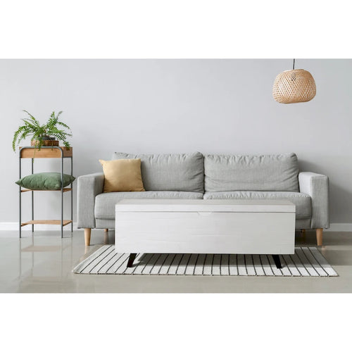 Banc de rangement en bois d'acacia de 117 cm
