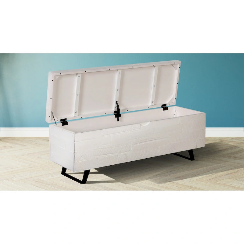 Banc de rangement en bois d'acacia de 117 cm