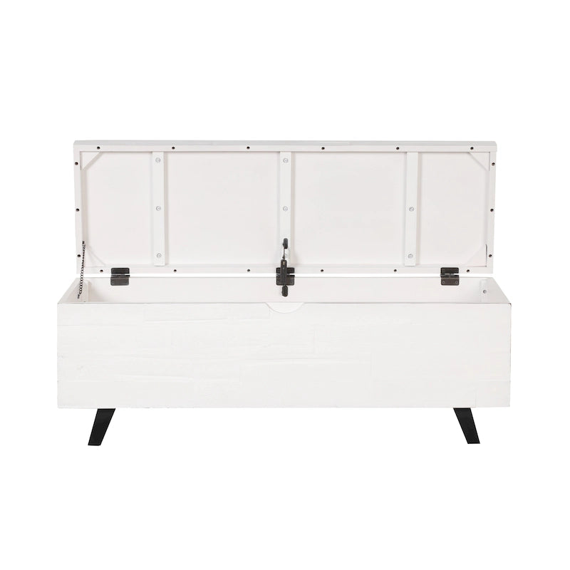Banc de rangement en bois d'acacia de 117 cm