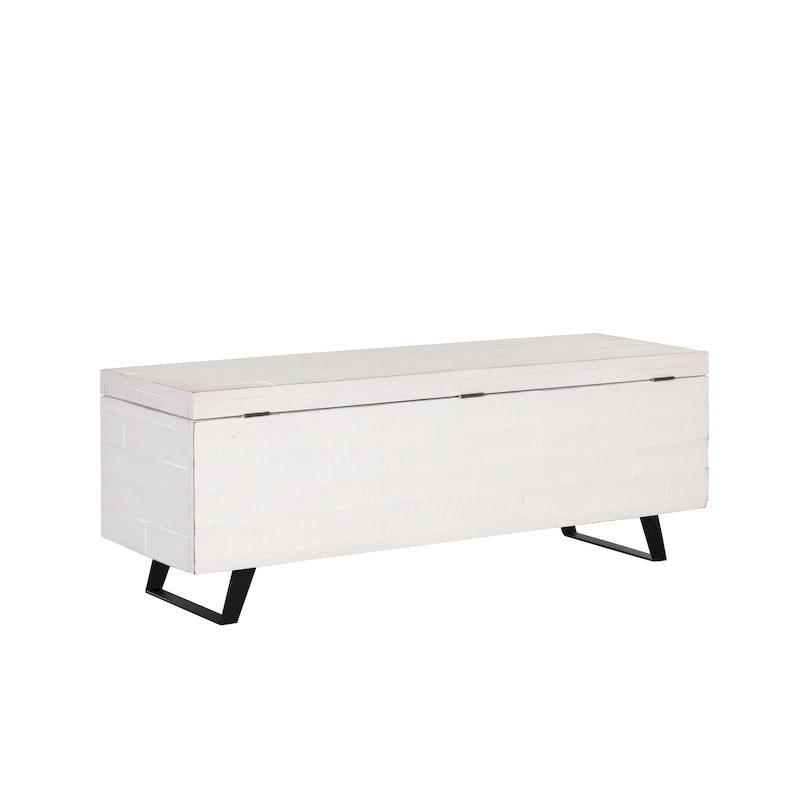 Banc de rangement en bois d'acacia de 117 cm