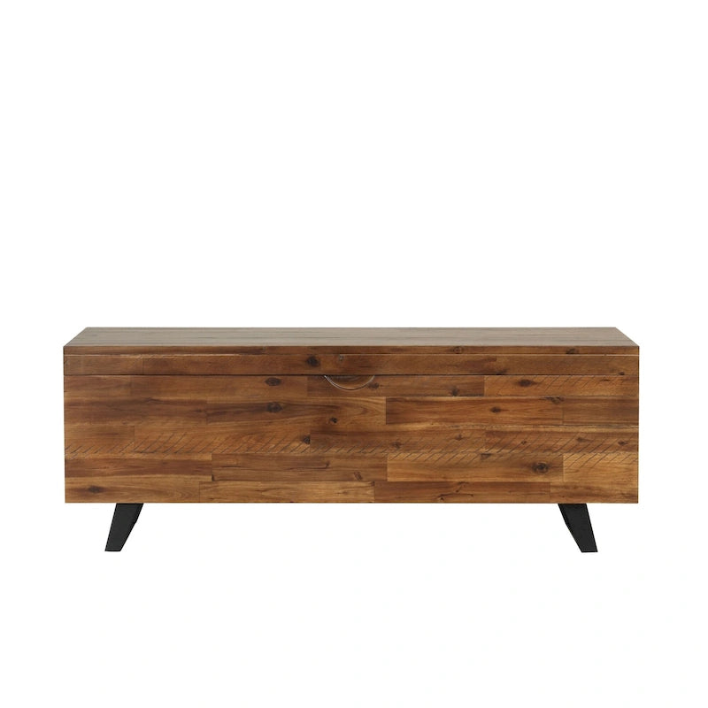 Banc de rangement en bois d'acacia de 117 cm
