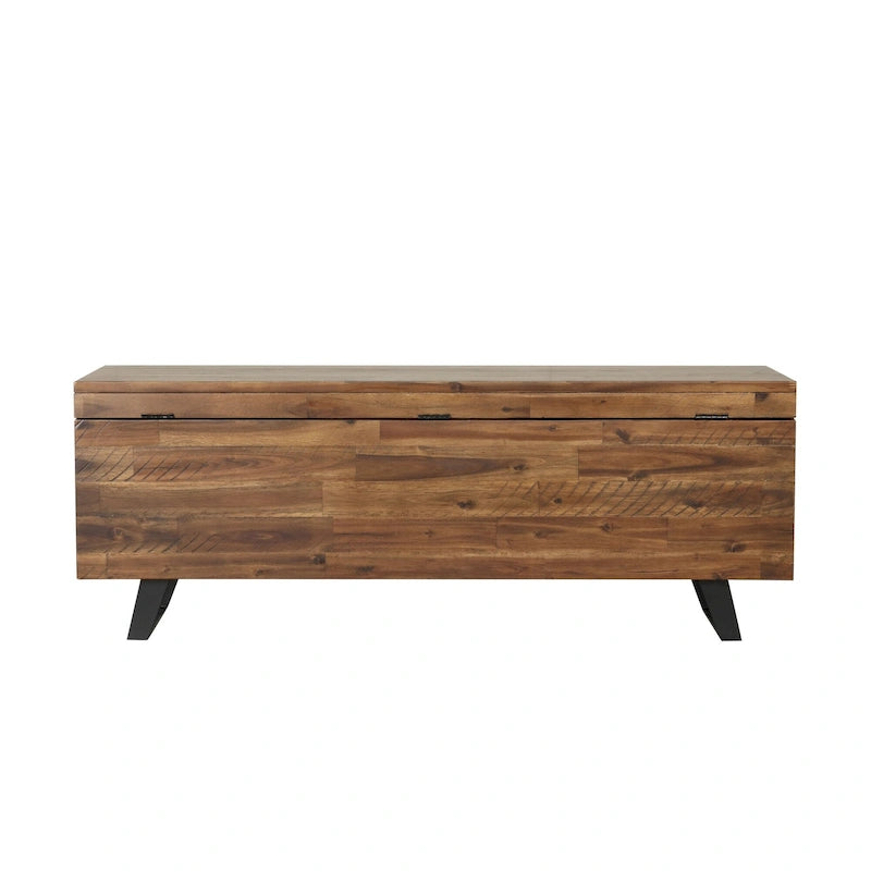 Banc de rangement en bois d'acacia de 117 cm